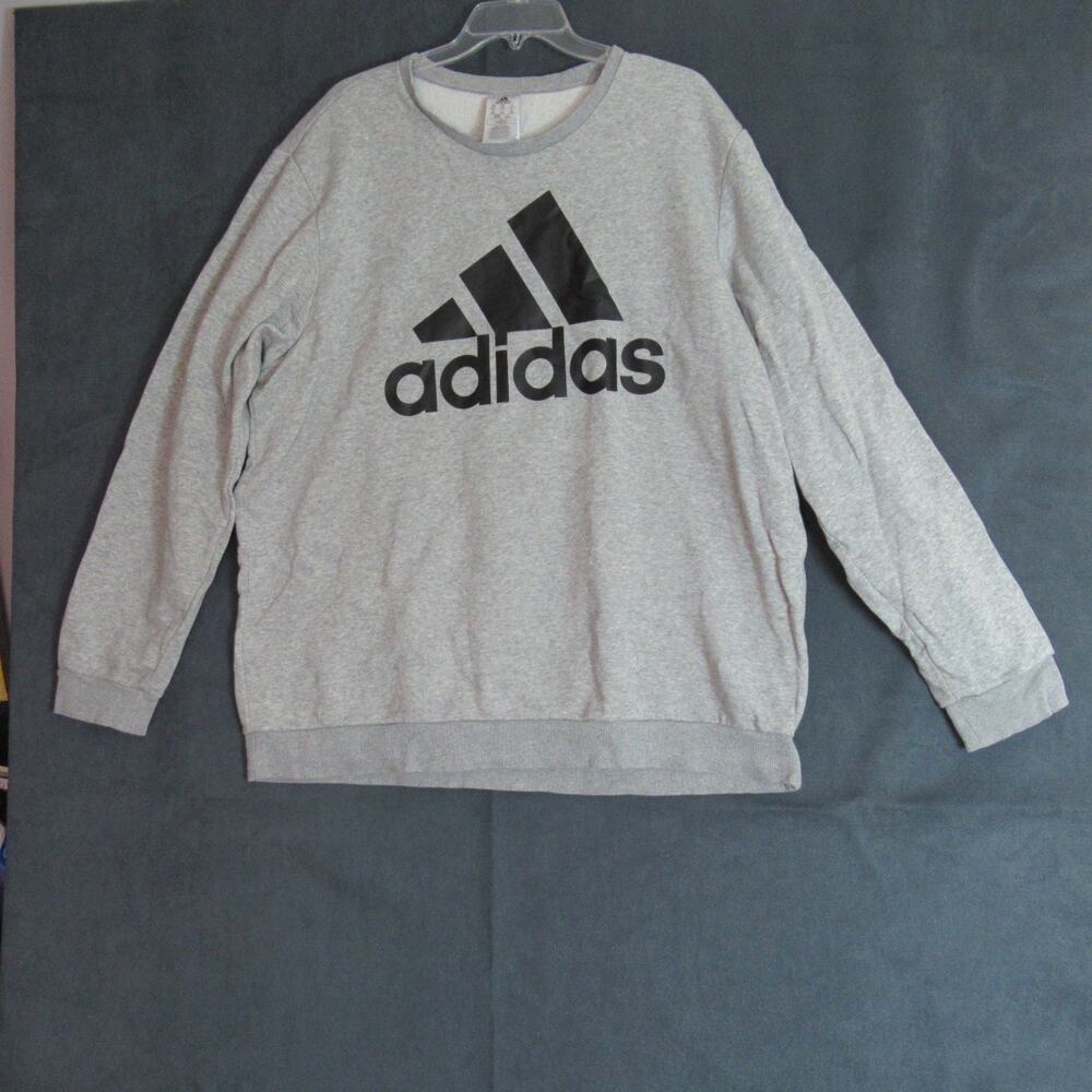 Adidas Sweatshirt Mens Size 2XL Gray Casual Athletic Fleece Cozy Active Sports